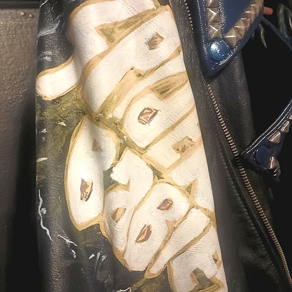 AUTH Punk Studded Leather Jacket worn by member of CA hardcore PUNK band - Picture 8 of 14